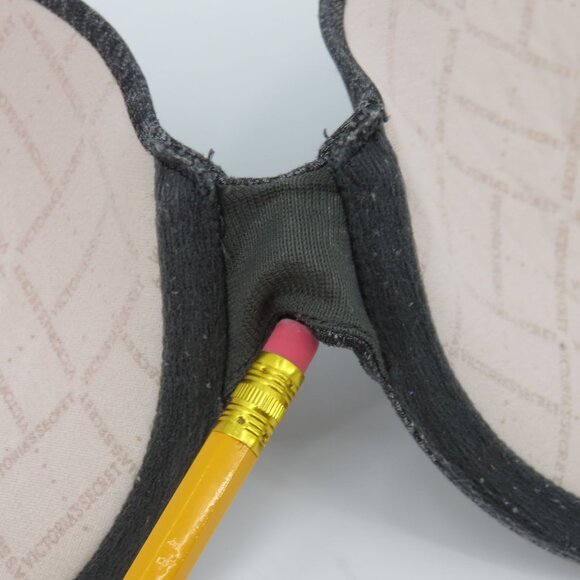 Victorias Secret 34C Padded Perfect Coverage Bra Heather Gray Black Underwire - Picture 11 of 16